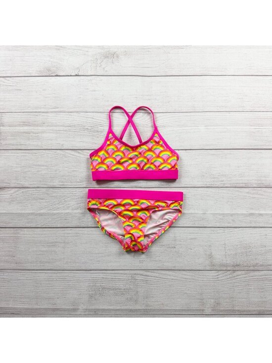Lands' End Other - Lands' End Girls Bikini Swimsuit Rainbow Print 2 Piece Crossback Top Bottoms 6